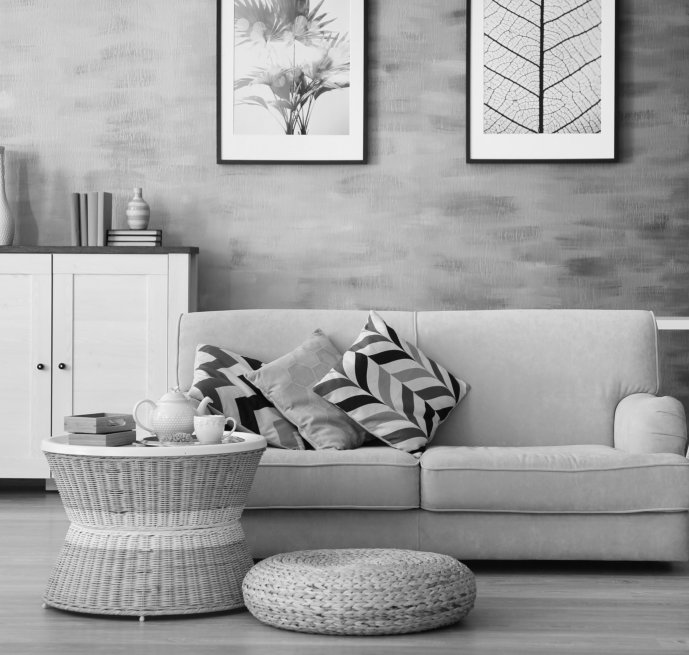 living room with sofa and pillow